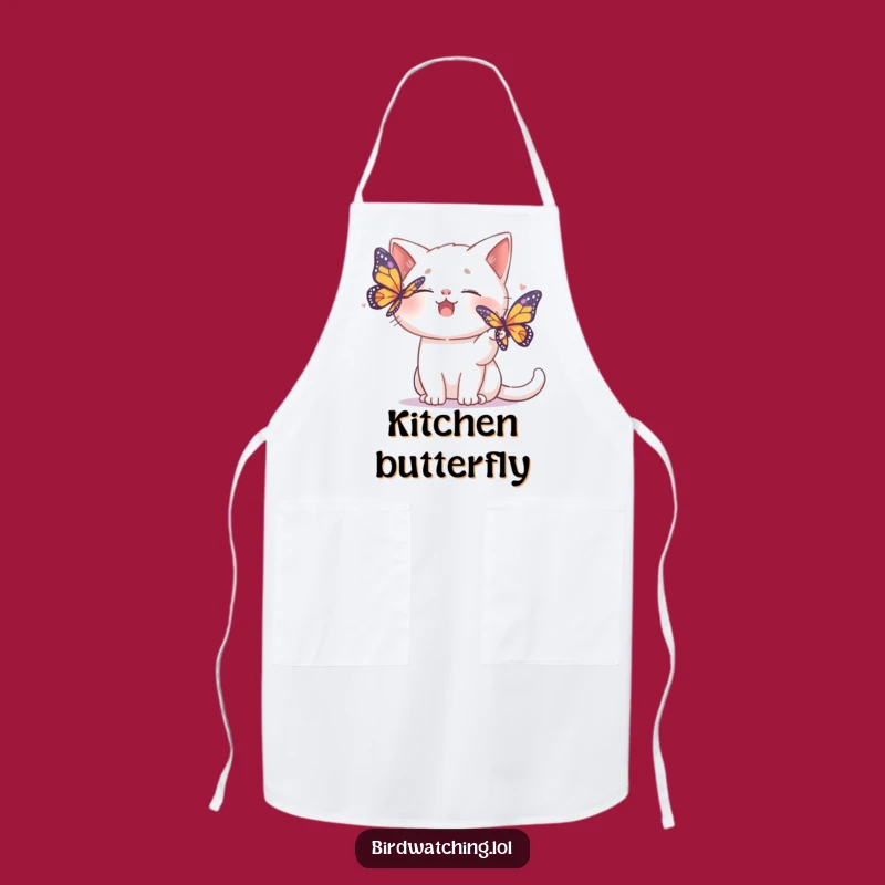 Funny Cat Apron: Giggling Chef's Butterfly Chase
