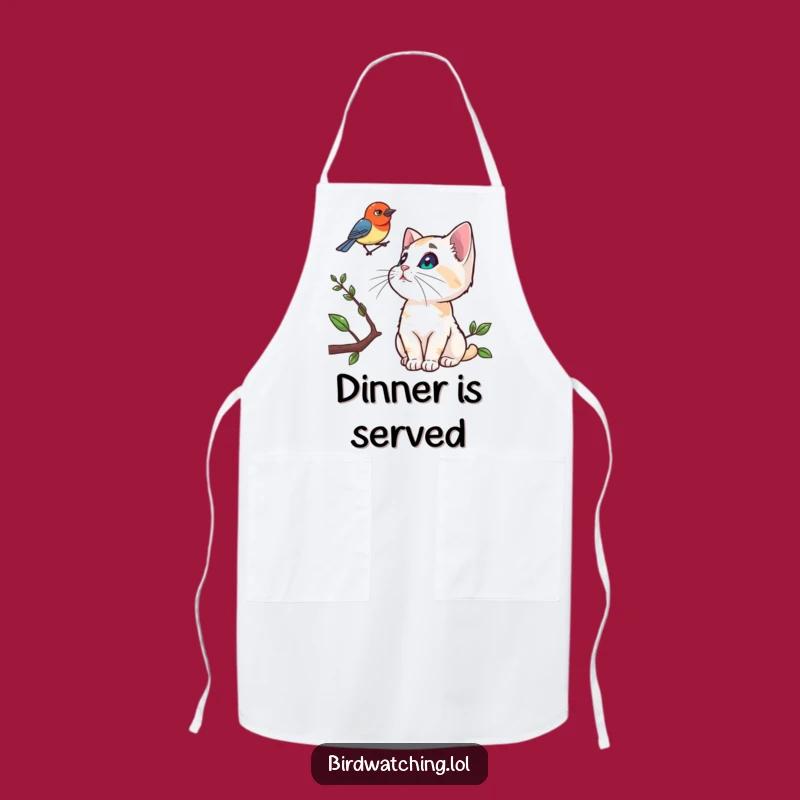 Funny Curious Cat Apron, Hilarious Bird Watching Kitchen Gear, Pet Owner Gift