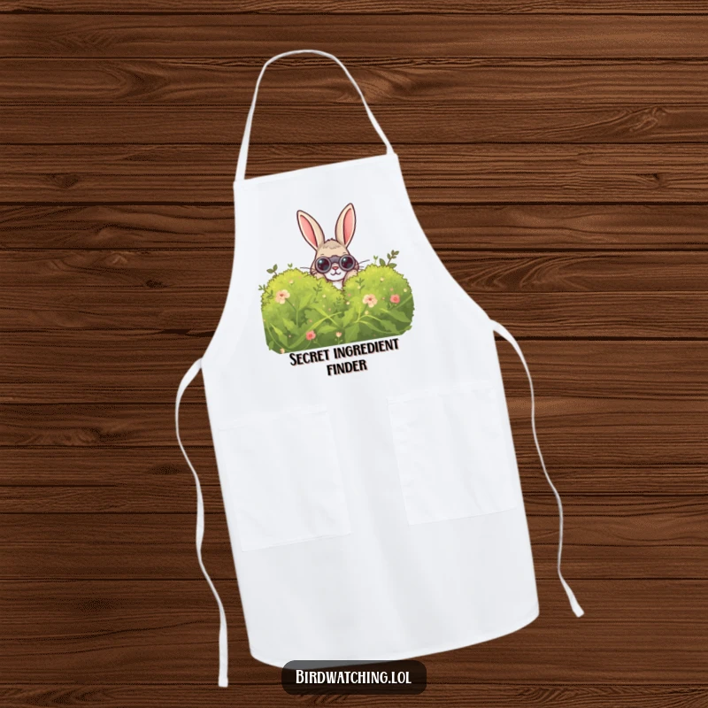 Funny Curious Rabbit Apron: A funny and practical kitchen accessory with a curious rabbit holding binoculars, adding a playful peek.
