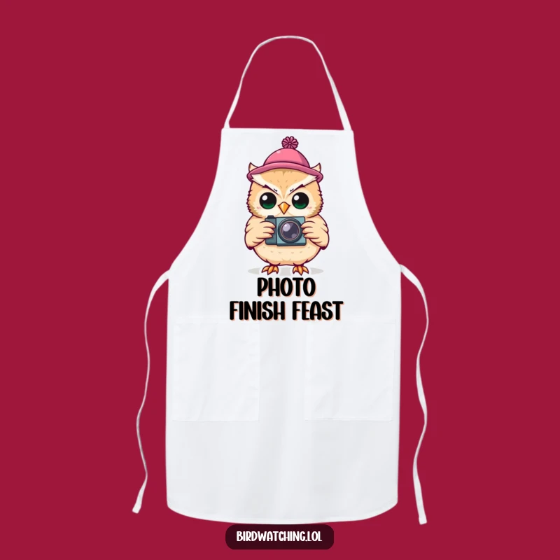 Funny Silly Owl Photographer Apron: Tiny Hat Chef, Kitchen Gift