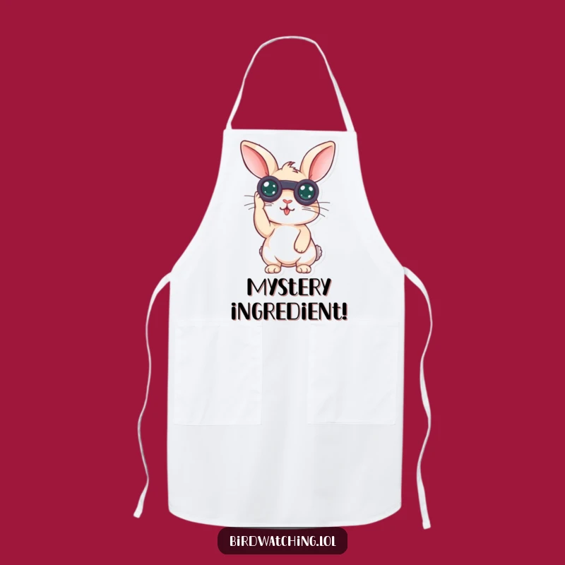 Funny Surprised Rabbit Apron: Kitchen Curious Binoculars Cover, Gift