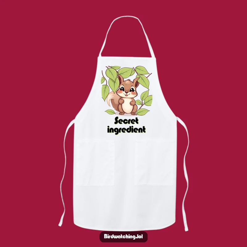 Funny Giggling Squirrel Apron: Kitchen Hopeful Peek Through Leaves Cover