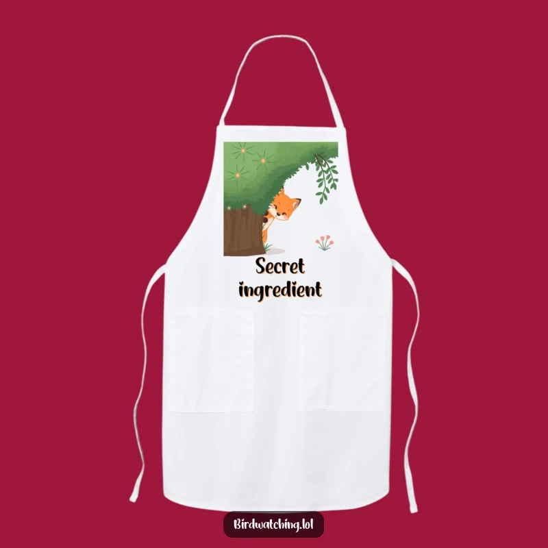 Funny Curious Fox Apron: Stealthy Bush Peek Kitchen Wear for Chefs