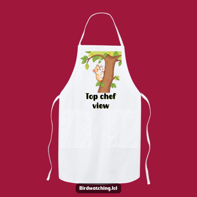 Funny Happy Hamster Apron: Joyful Tree Climber Kitchen Wear for Chefs