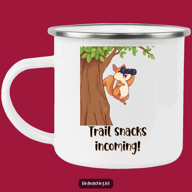 Funny Leaping Squirrel Camping Mug: Binocular Adventure Cup
