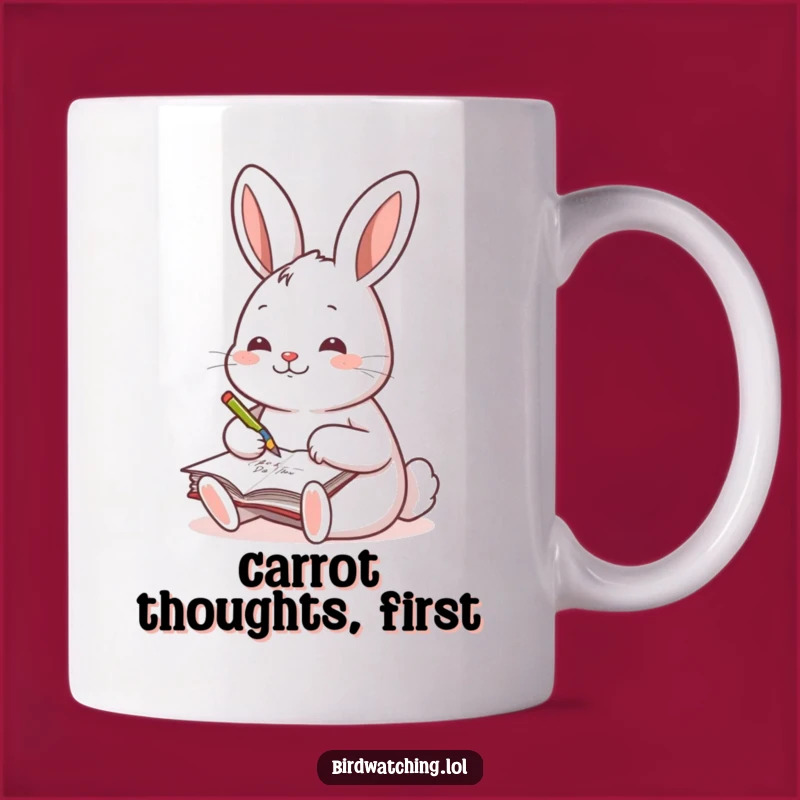 Funny Cheerful Rabbit Journal Mug, Hilarious Writer's Gift for Book Lovers