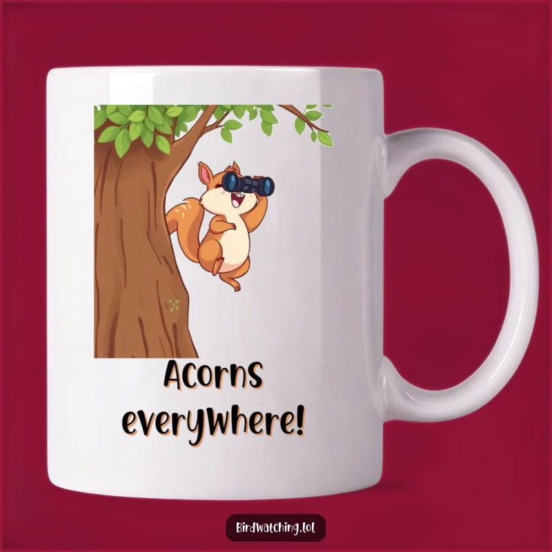 Funny Leaping Squirrel Mug: Joyful Binocular Adventure Gift for Nature Lovers