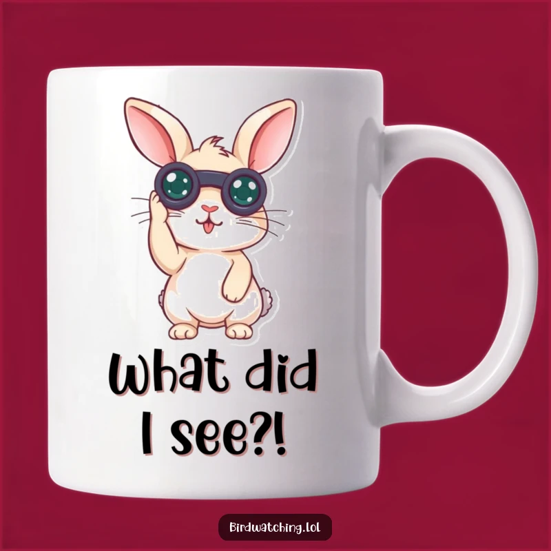 Funny Surprised Rabbit Mug: Curious Binoculars Viewer Gift for Amazed Friends
