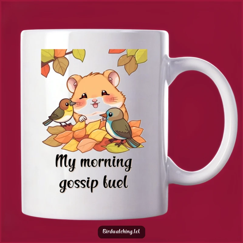 Funny Giggling Hamster & Bird Mug, A Hilarious Woodland Creature Scene, Perfect Gift