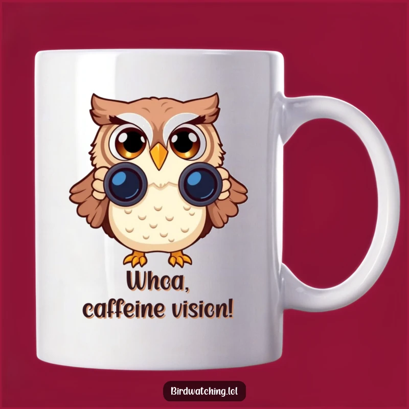 Funny Surprised Owl Mug: Perfect Gift for Bird Watchers with Binoculars