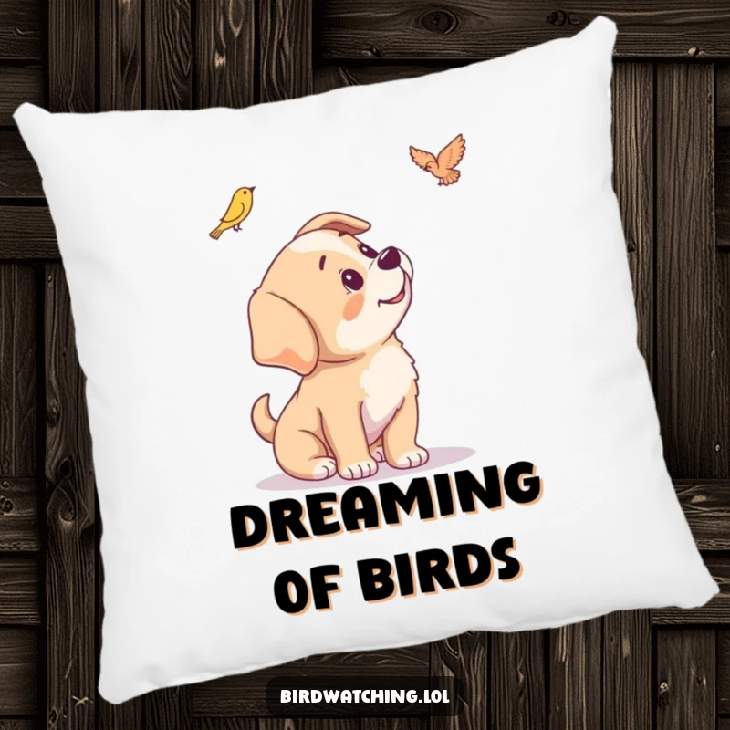 Funny decorative pillow featuring a playful puppy tilting its head with an adorable, curious expression.