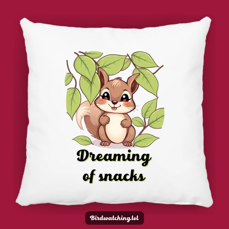 Funny Giggling Squirrel Pillow: Soft Hopeful Peek Through Leaves Cushion