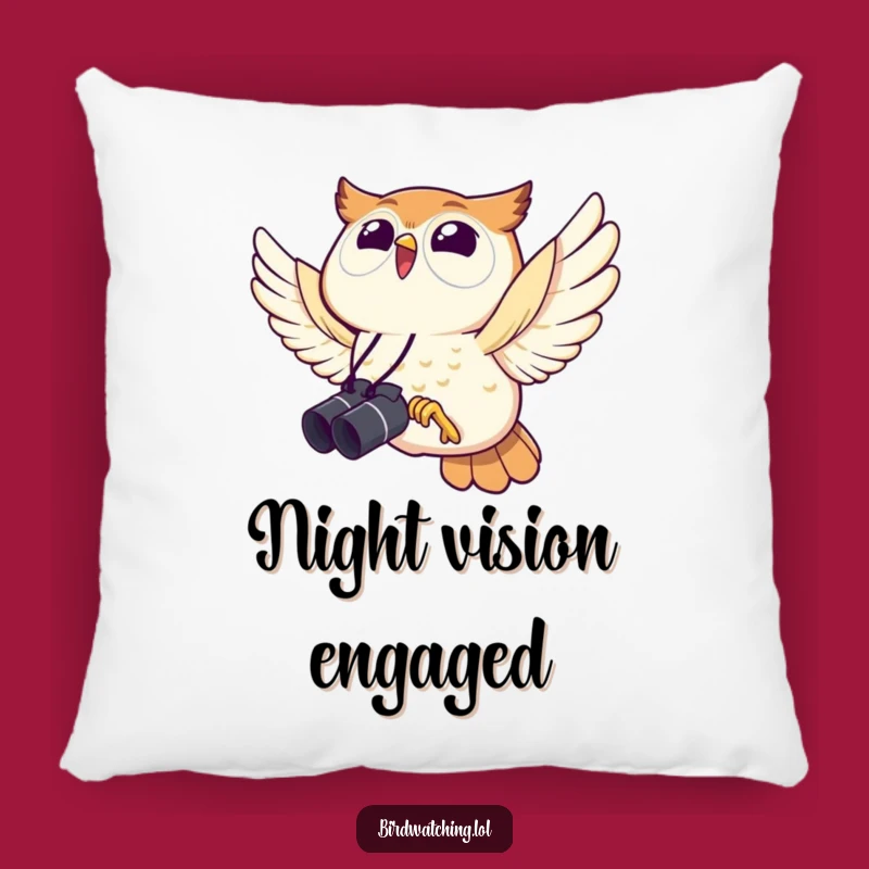 Funny Owl Pillow: Cozy Joyful Binocular Bird Watcher Gift