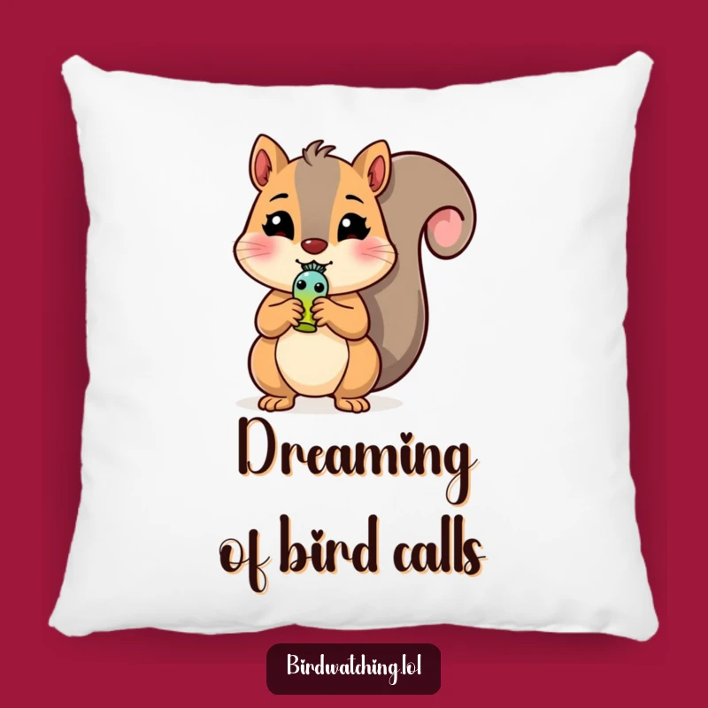 Funny Squirrel Pillow with Bird Whistle: Cozy Character Cushion, Adorable Funny Gift