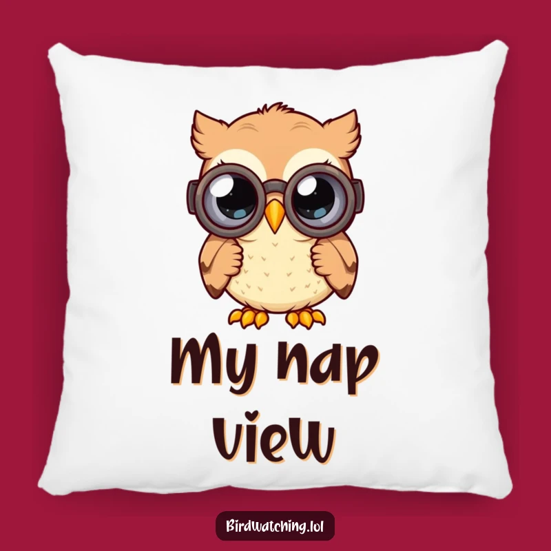 Soft Funny Curious Owl Pillow: Explorer Owl Cushion, Comfy Humorous Funny Gift