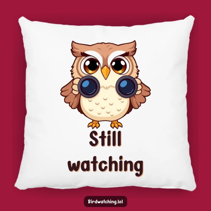 Funny Surprised Owl Pillow: Comfy Binocular Bird Watching Cushion