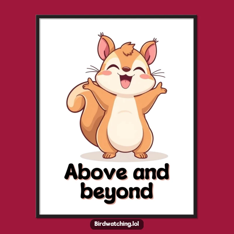 Funny Squirrel Sky-Gazer Digital Art: Instant Joy for Your Walls