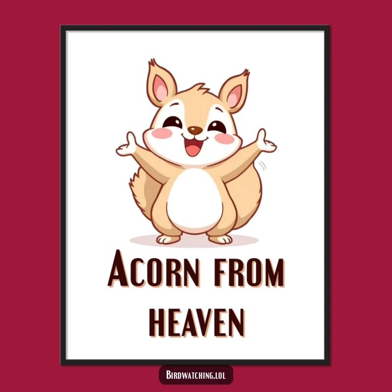 Funny Squirrel Digital Art: Cheerful Sky Gesture Print Gift