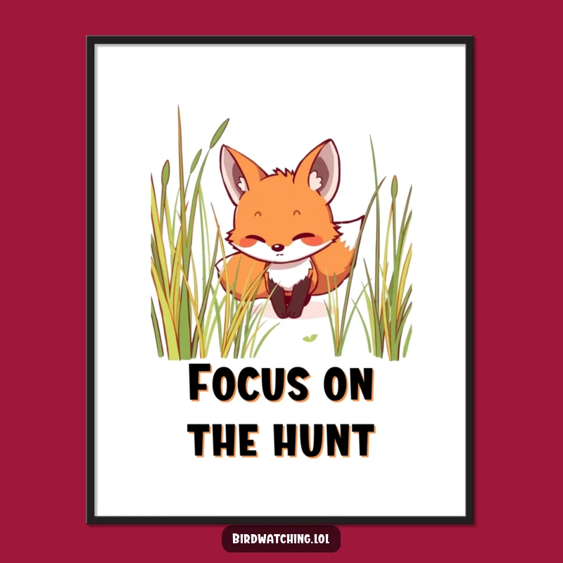Funny Fox Digital Art: Stealthy Hunter Print, Instant Funny Gift for Art Collectors