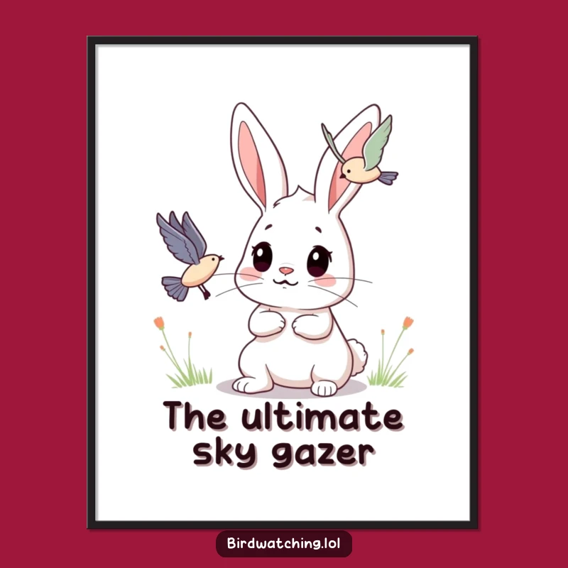 Funny Bunny Digital Art: Determined Observer, Instant Funny Gift Download