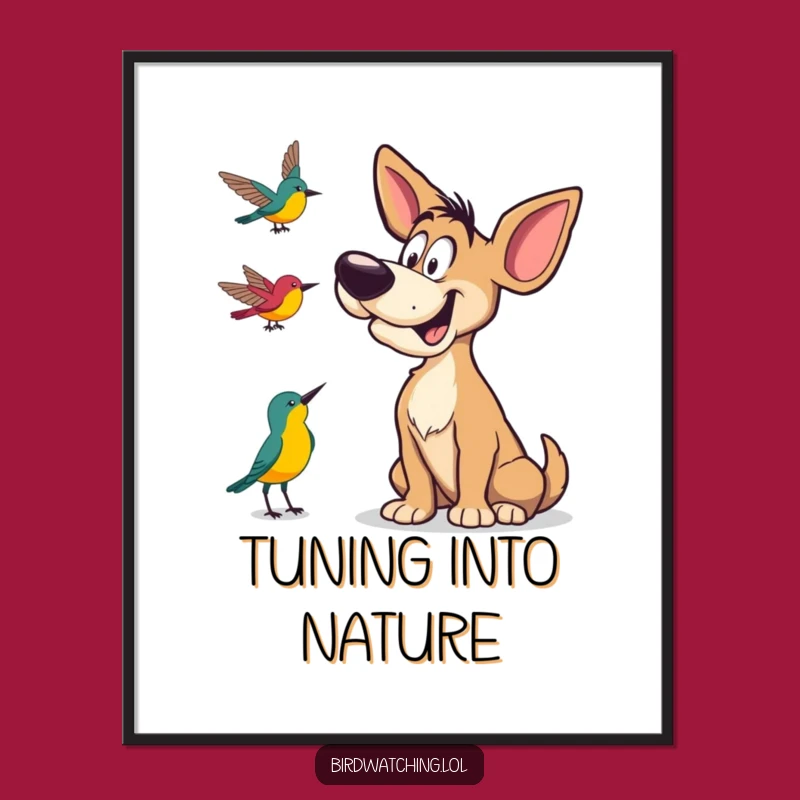 Funny Dog Bird Call Digital Art: Instant Whimsy for Your Walls