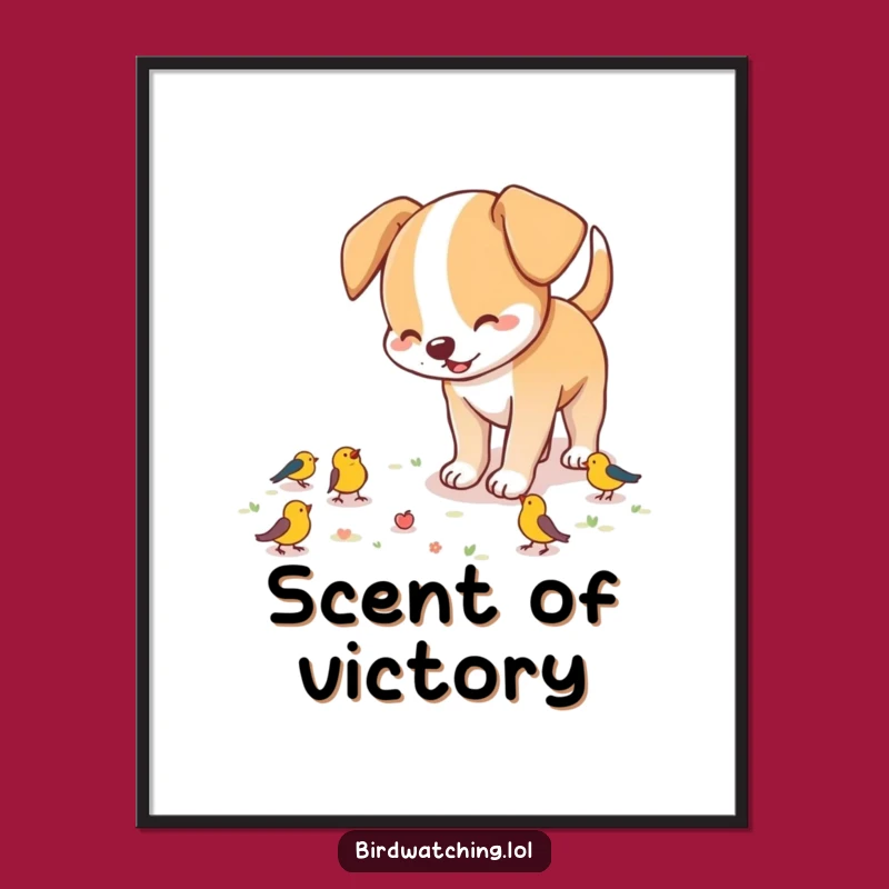 Funny Dog Bird Hunter Digital Print - Playful Wall Art Gift