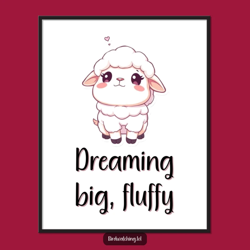 Funny Fluffy Sheep Dreamy Print: Whimsical Humorous Gift for Serene Decor