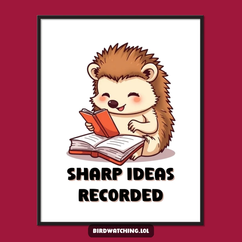 Funny Hedgehog Journal Digital Art - Printable Detail, Instant Gift