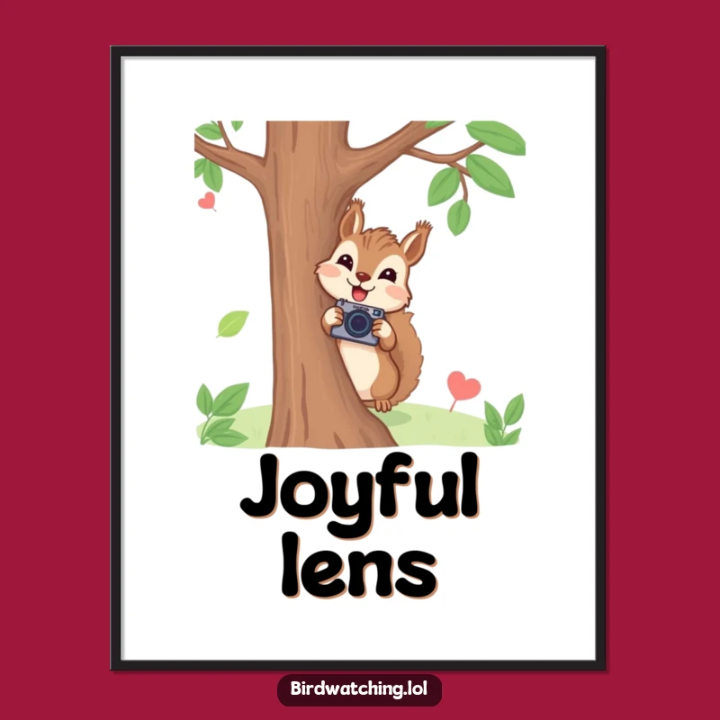 Funny Squirrel Photographer Digital Art: Joyful Cameraman Illustration, Instant Funny Gift Download