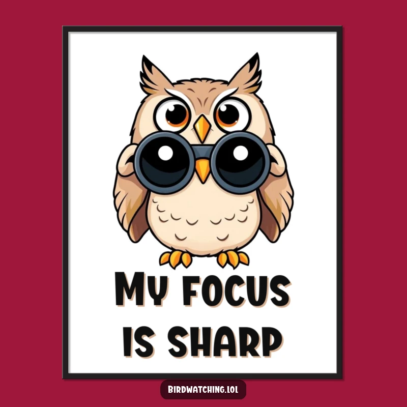 Funny Surprised Owl Digital Art - Wide-Eyed Birdwatcher Instant Download