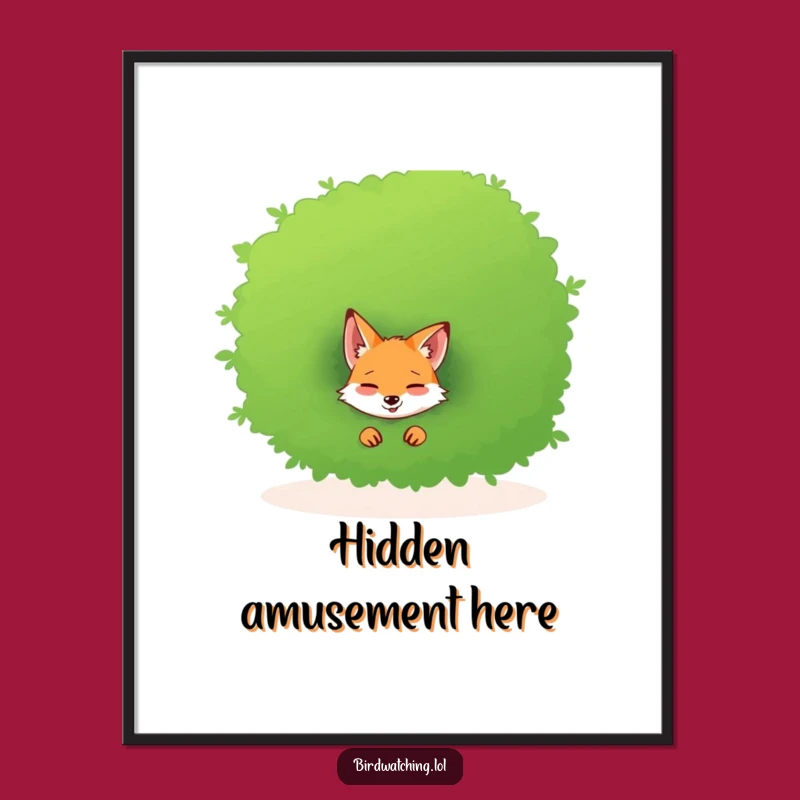 Funny Giggling Fox Digital Art - Bush Peeker Instant Download Art