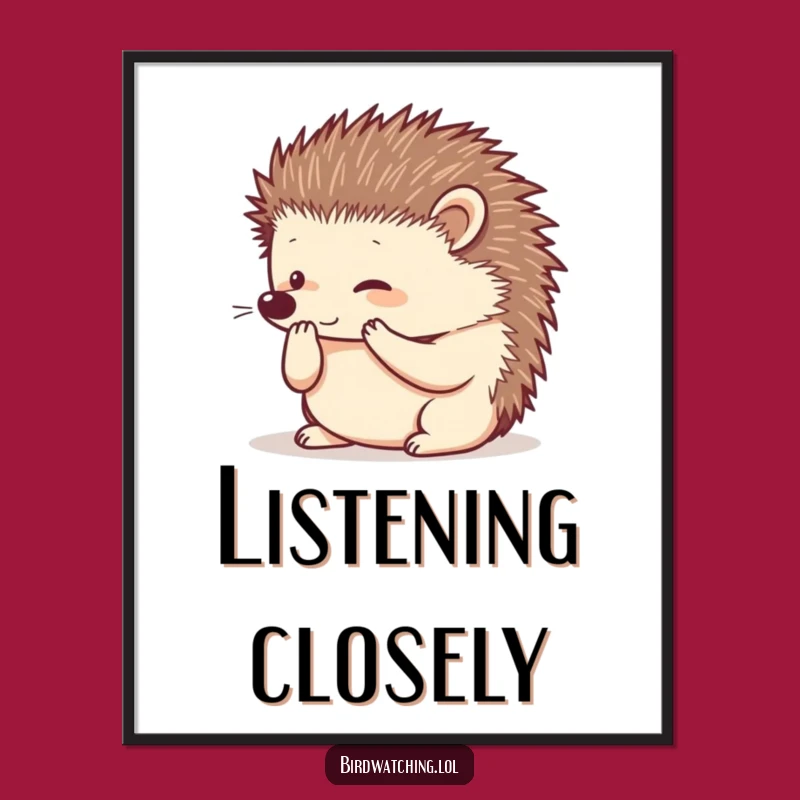 Funny Curious Hedgehog Digital Art: Instant Humorous Gift for Walls!