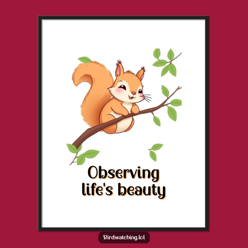 Funny Squirrel Observer Digital Art - Instant Nature Decor Gift