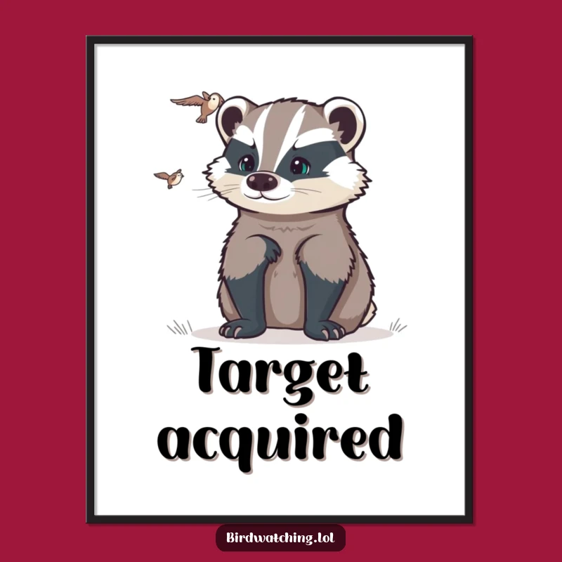 Funny Determined Badger Flyer Print: Intense Humorous Gift for a Focused Space