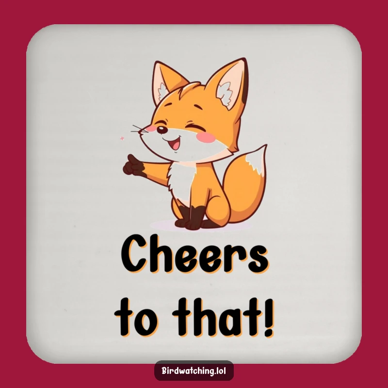 Funny Smiling Fox Coaster: Protect Drinks with Pointing Fun