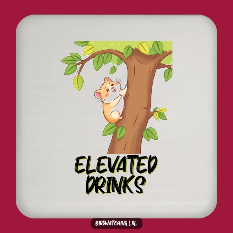 Funny Happy Hamster Drink Coasters: Joyful Tree Climber Set