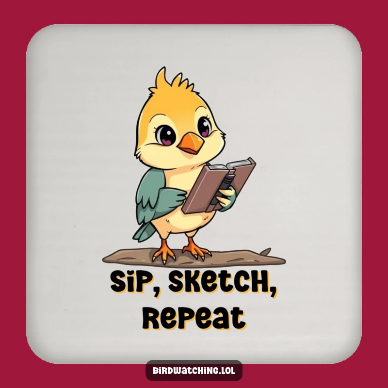 Funny Bird Watcher Drink Coaster: Protect Surfaces with Artistic Humor, Gift
