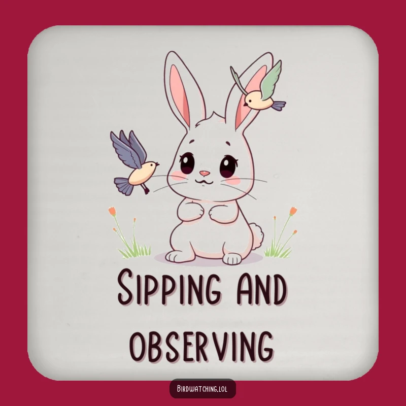 Funny Bunny Drink Coaster: Determined Observer, Unique Funny Gift Accessory