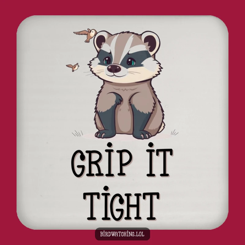 Funny Determined Badger Flyer Coaster: Humorous Gift for a Vigilant Table