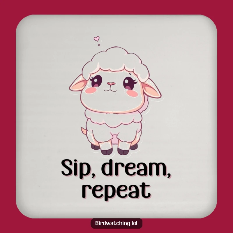 Funny Fluffy Sheep Dreamy Coaster: Humorous Gift for a Peaceful Table