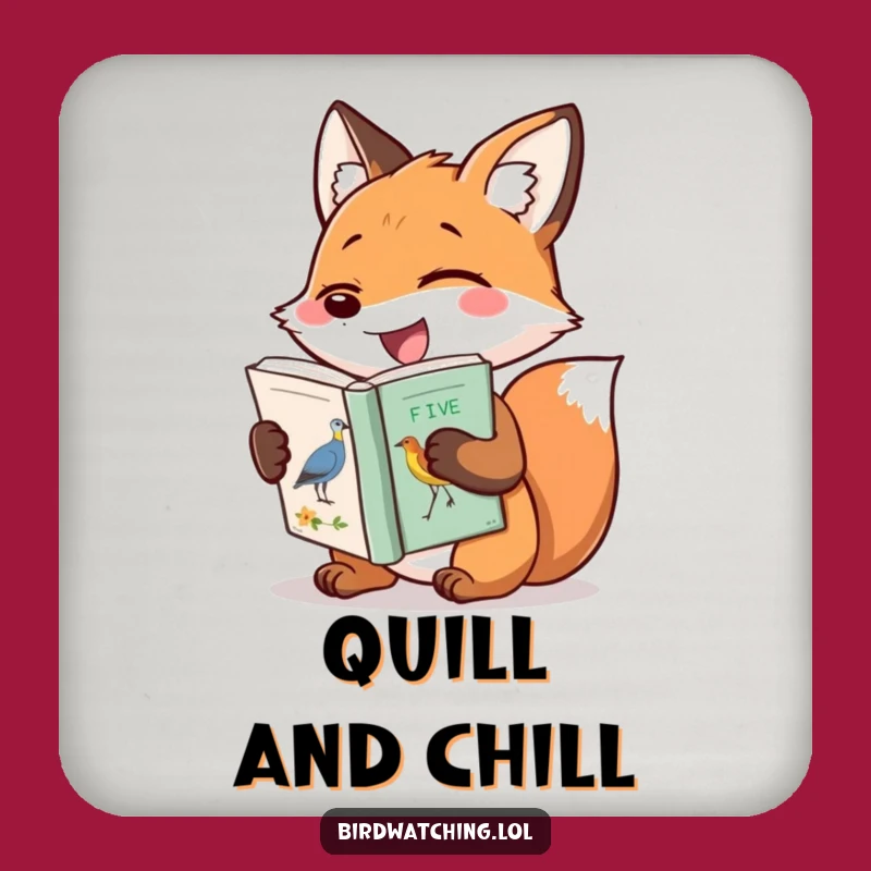 Funny Giggling Fox Coaster, Hilarious Bird Book Drink Protector, Gift Set