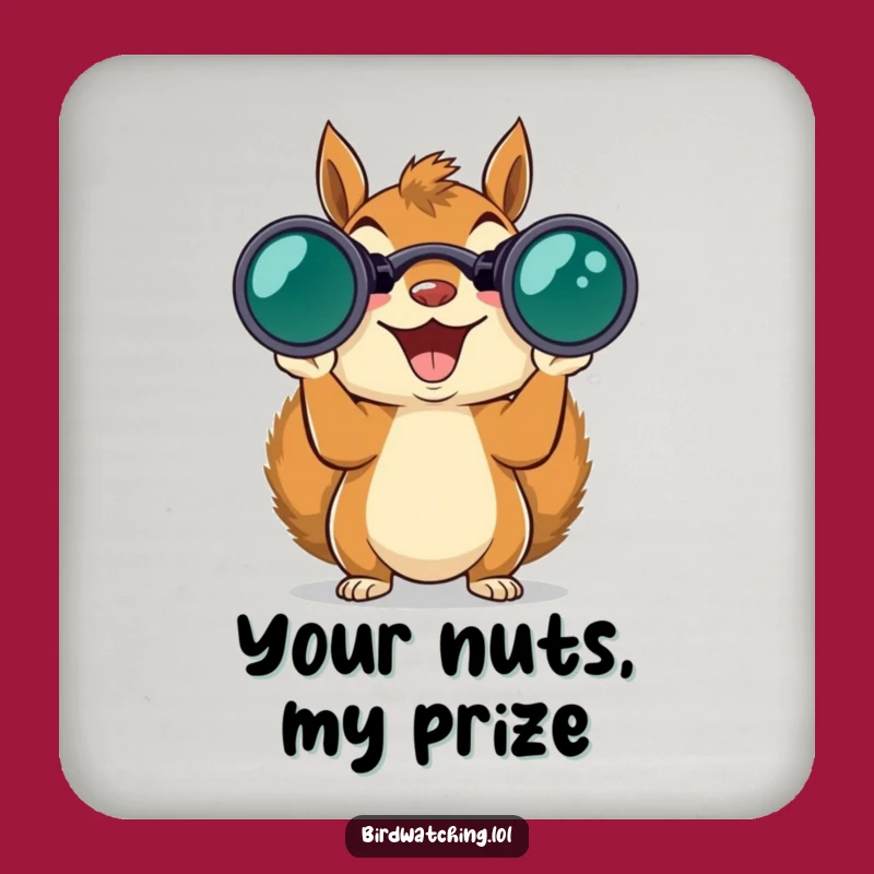 Funny Squirrel Binoculars Drink Coaster: Protect Surfaces with Wildlife Humor, Gift