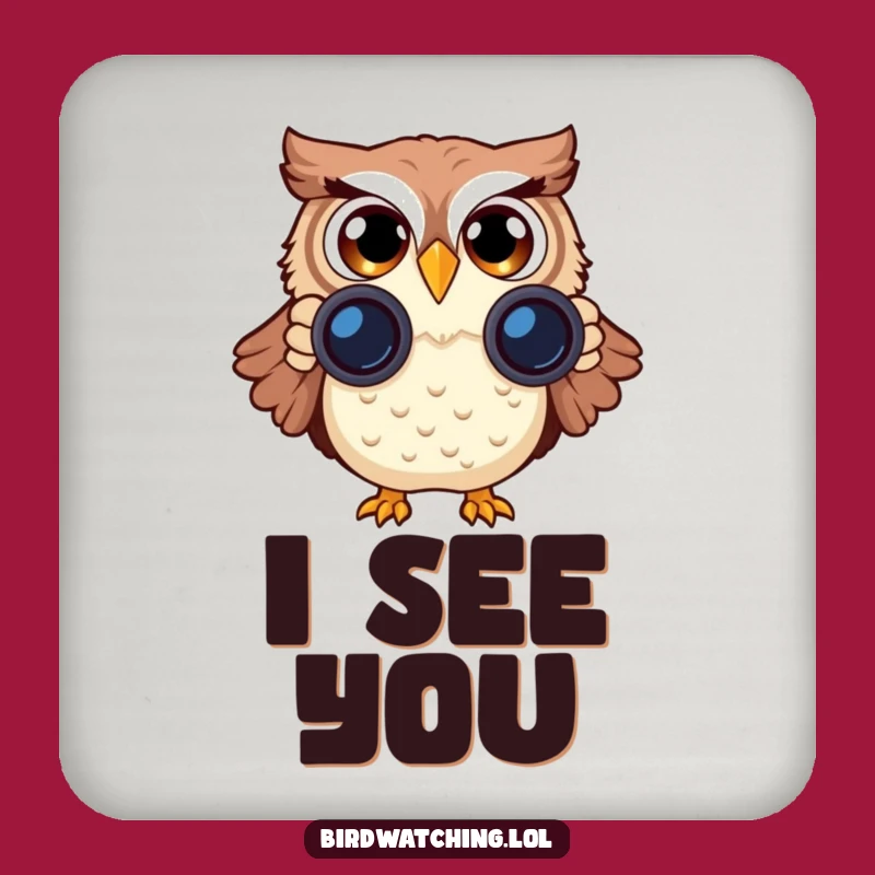 Funny Surprised Owl Coaster: Protect Surfaces with Binocular Humor