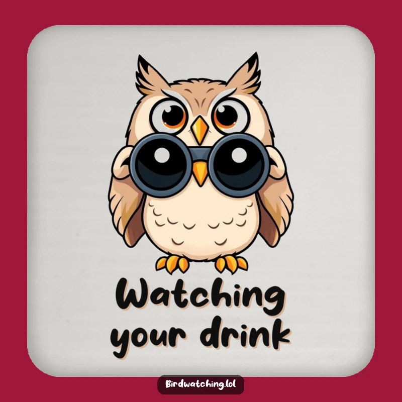 Funny Surprised Owl Coaster - Wide-Eyed Protection for Your Drinks