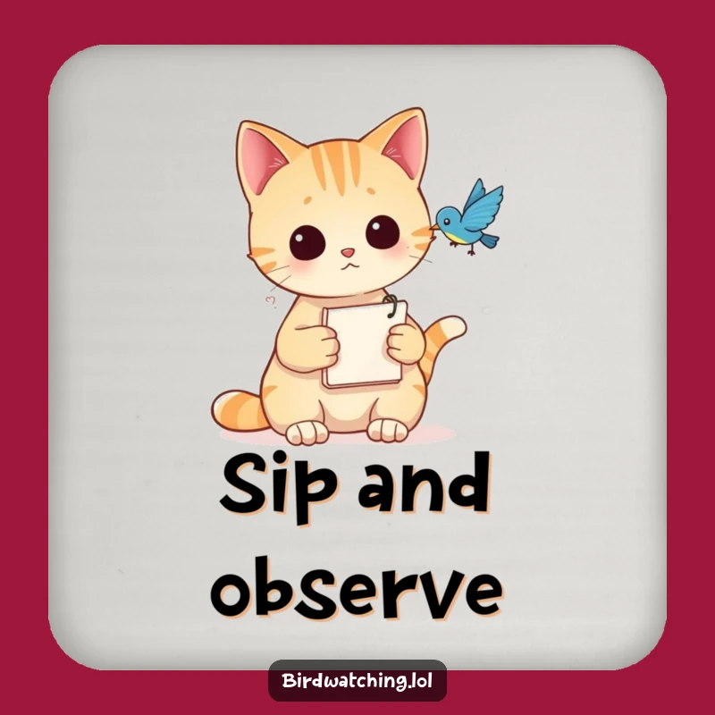 Funny Cat Observer Drink Coasters - Protect Surfaces with Stealth