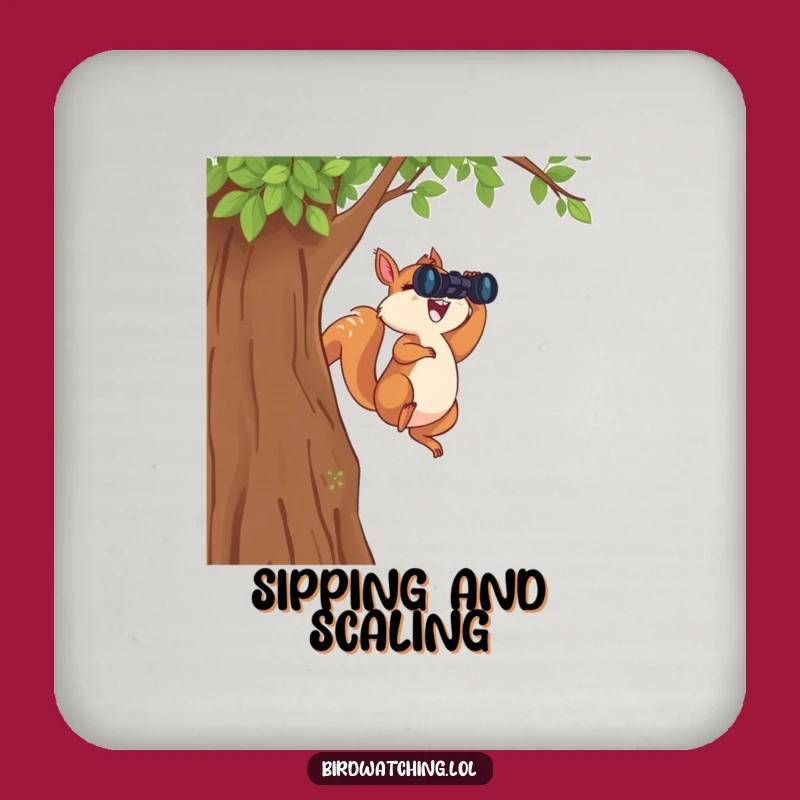 Funny Leaping Squirrel Coaster: Protect Drinks with Binocular Fun