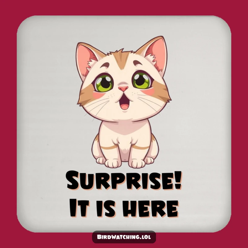 Funny Surprised Cat Coaster - Protect Surfaces Hilariously
