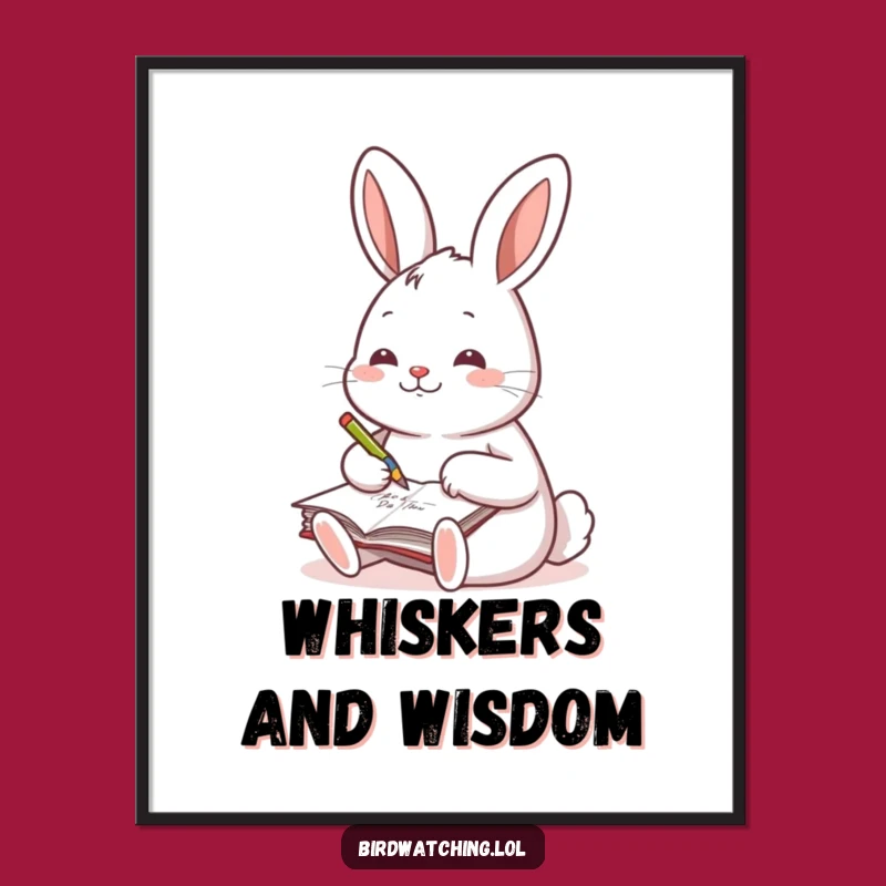 Funny Cheerful Rabbit Poster, Hilarious Journal Art Print, Writer's Decor