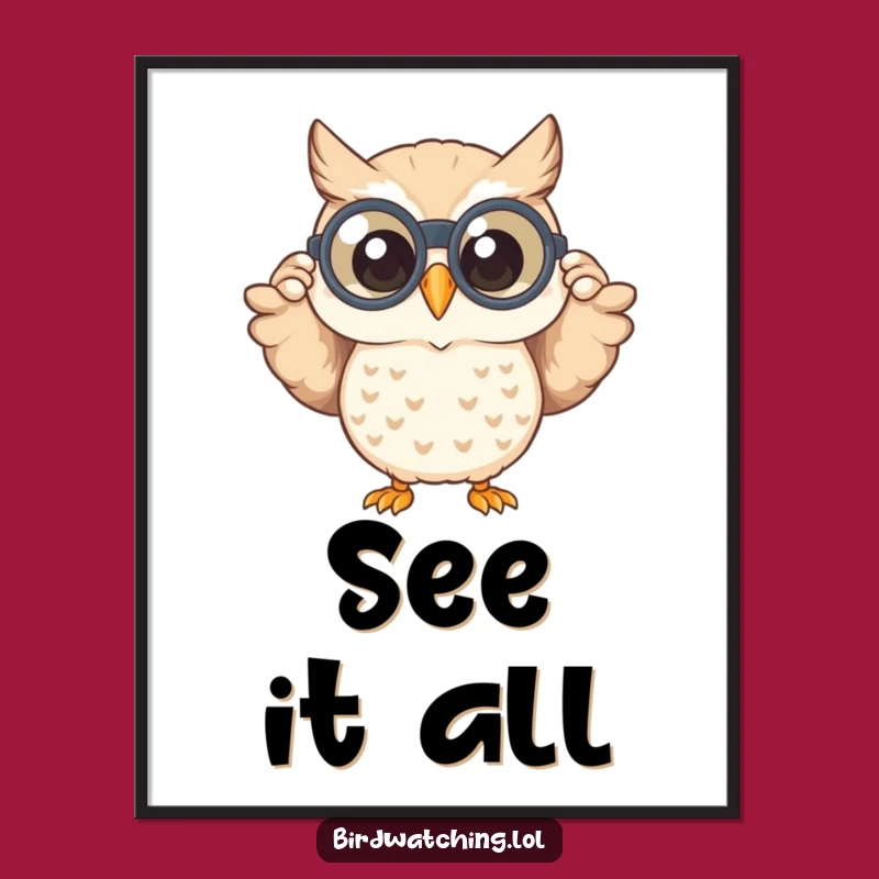 Funny Owl Explorer Poster: Joyful Discovery Wall Art - A Great Funny Gift