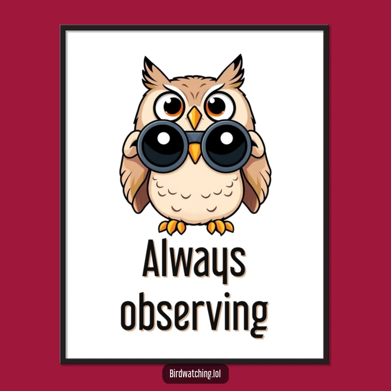 Funny Surprised Owl Poster - Wide-Eyed Birdwatcher Wall Art for Laughs